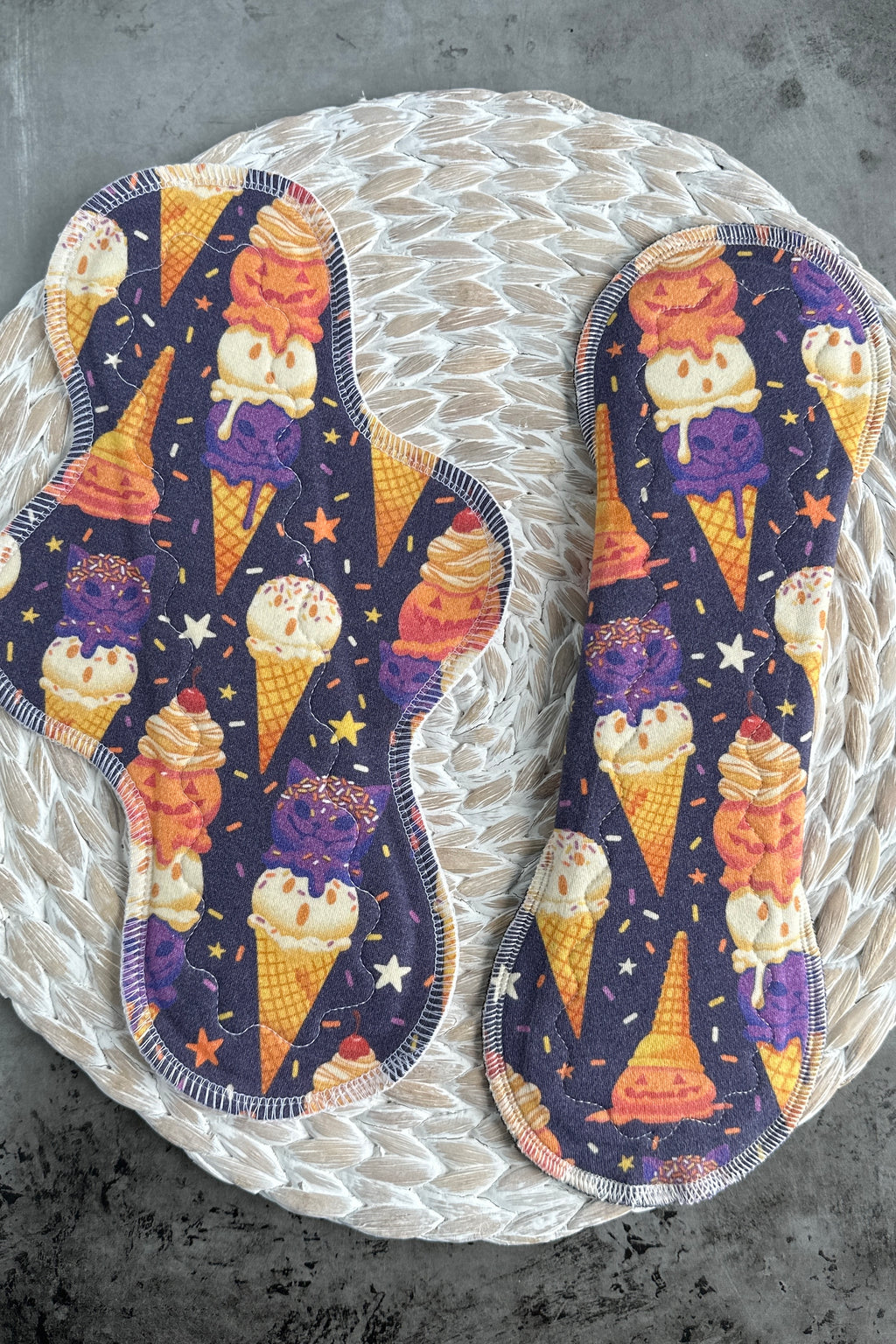 100 Organic Cotton Knit Ice Scream Reusable/Washable Cloth Menstrual